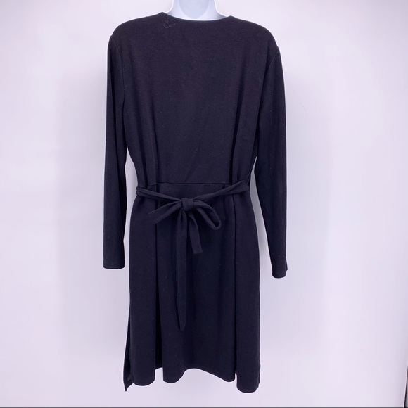 LOFT Black Long Sleeve Wrap Dress Size LP - Picture 5 of 7